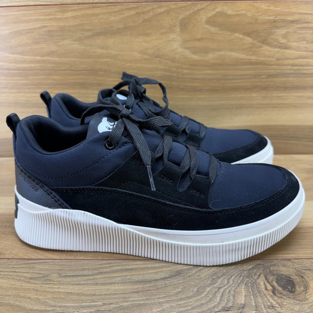 Sorel Out N About IV Low Waterproof Sneakers Womens 9 Black Suede Chunky Walking